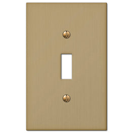 The brushed bronze version of the Elan collection of Amerelle decorative metal wallplates