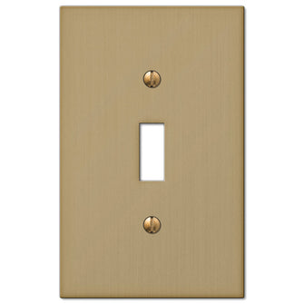 The brushed bronze version of the Elan collection of Amerelle decorative metal wallplates