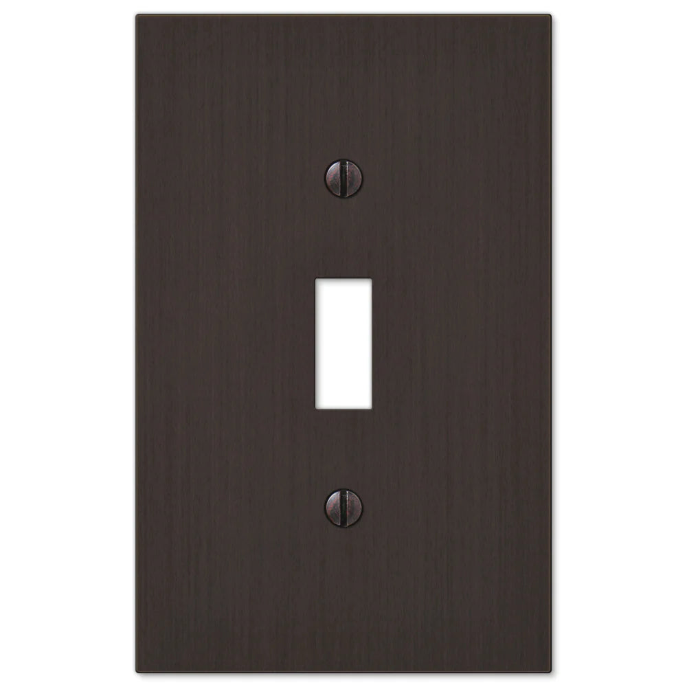 The aged bronze version of the Elan collection of Amerelle decorative metal wallplates
