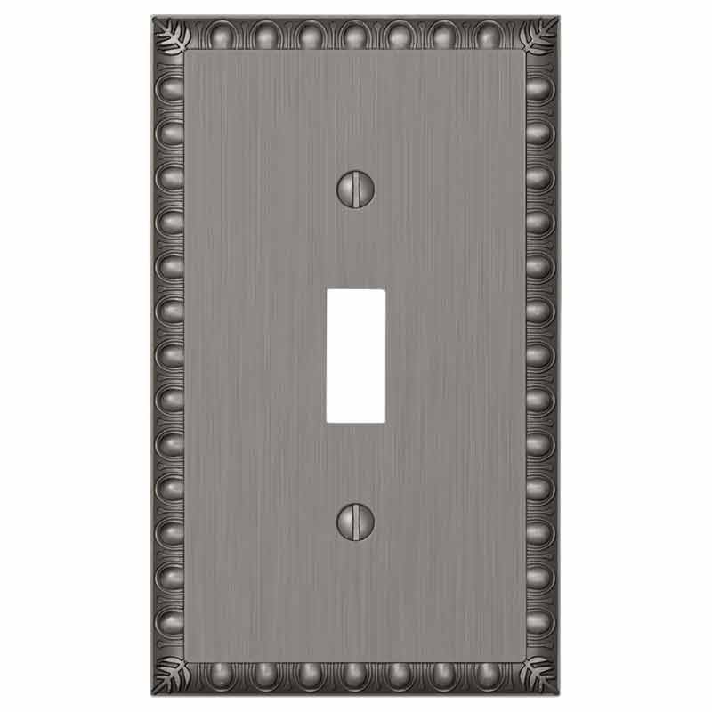 The antique nickel version of the Egg & Dart collection of Amerelle decorative metal wallplates