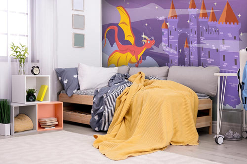 A dragon and castle themed children's bedroom