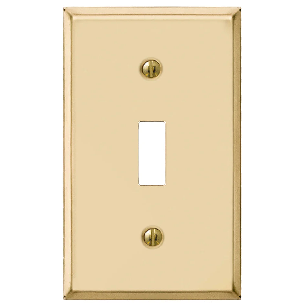 The polished brass version of the Edwardian collection of Amerelle decorative metal wallplates