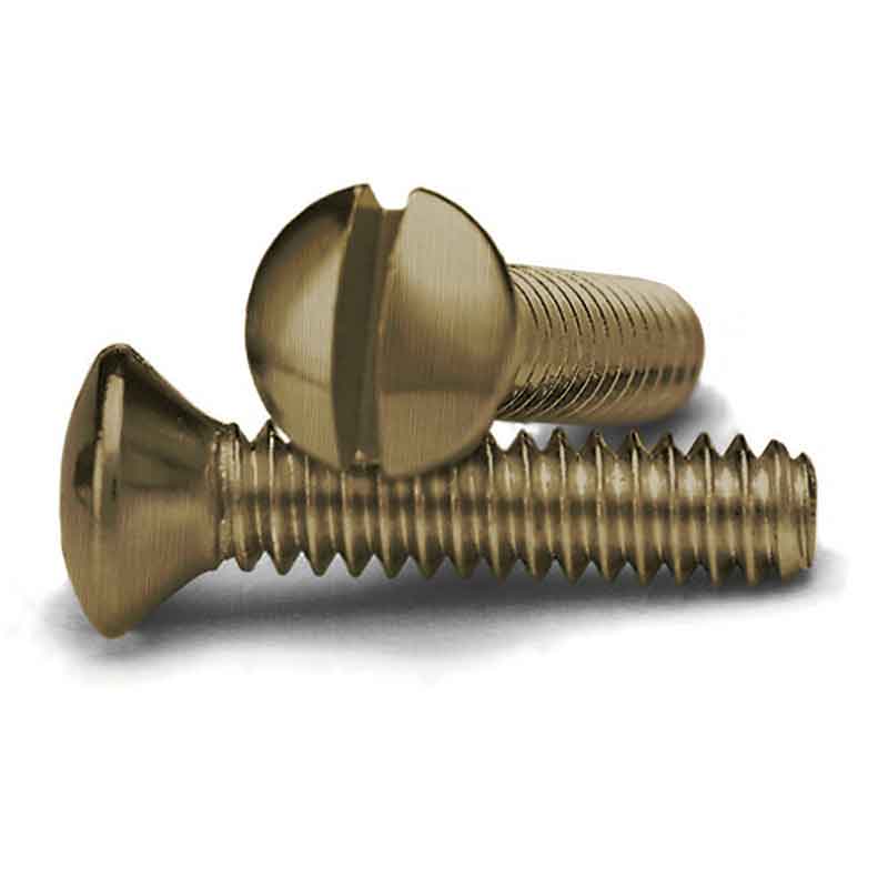 A photo of Amerelle decorative wallplate screws in the antique brass finish option