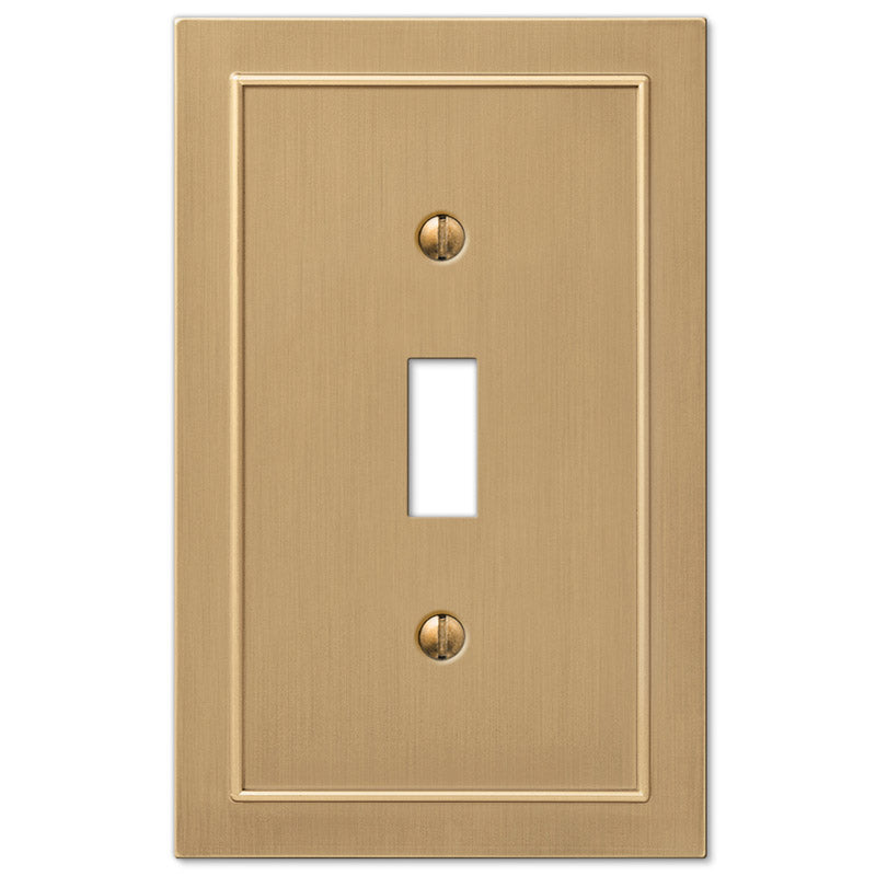 The Bethany brushed bronze decorative metal switch plate and outlet cover by Amerelle Wallplates