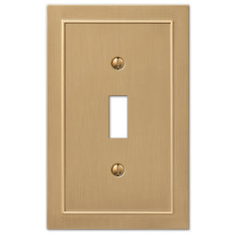 The brushed bronze version of the Bethany collection of Amerelle decorative metal wallplates