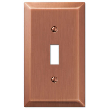 The antique copper version of the Century collection of Amerelle decorative metal wallplates