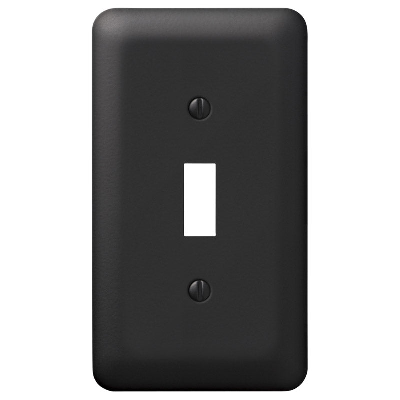 The Devon black decorative metal switch plate and outlet cover by Amerelle Wallplates