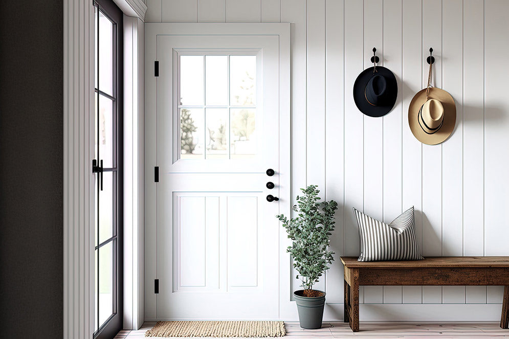 Professionally designed entryway with a Modern Farmhouse decor style