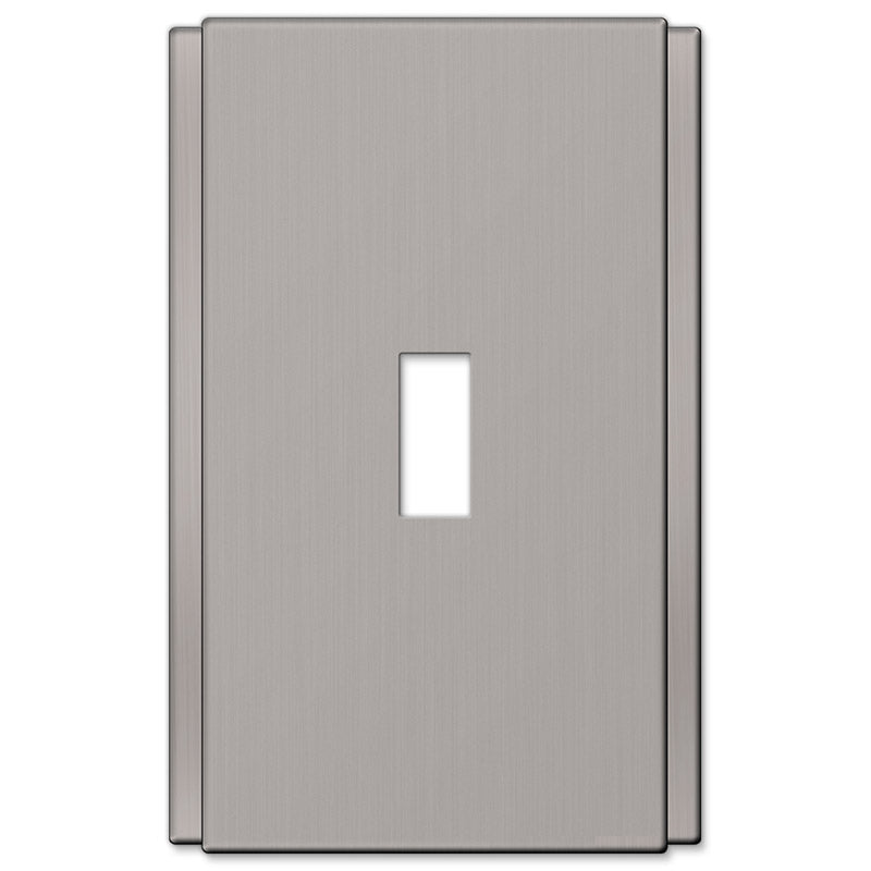 The Zen Screwless Brushed Nickel decorative metal wallplate from Amerelle