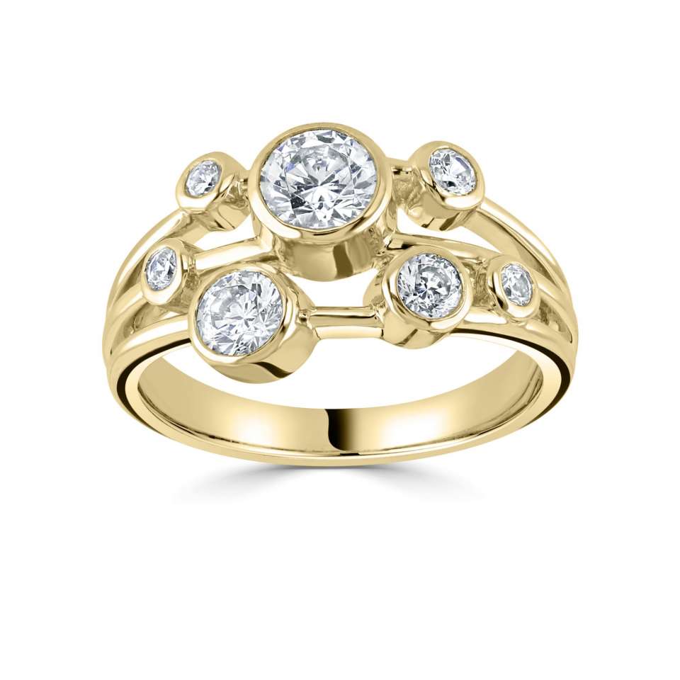 18ct Yellow Gold 1.00ct Seven Stone Diamond Bubble Ring – Robert ...