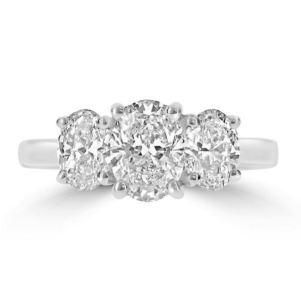 Platinum 0.88ct Oval Cut Three Stone Diamond Engagement Ring