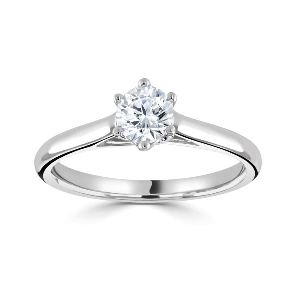 The Freesia Platinum Round Brilliant Diamond Engagement Ring