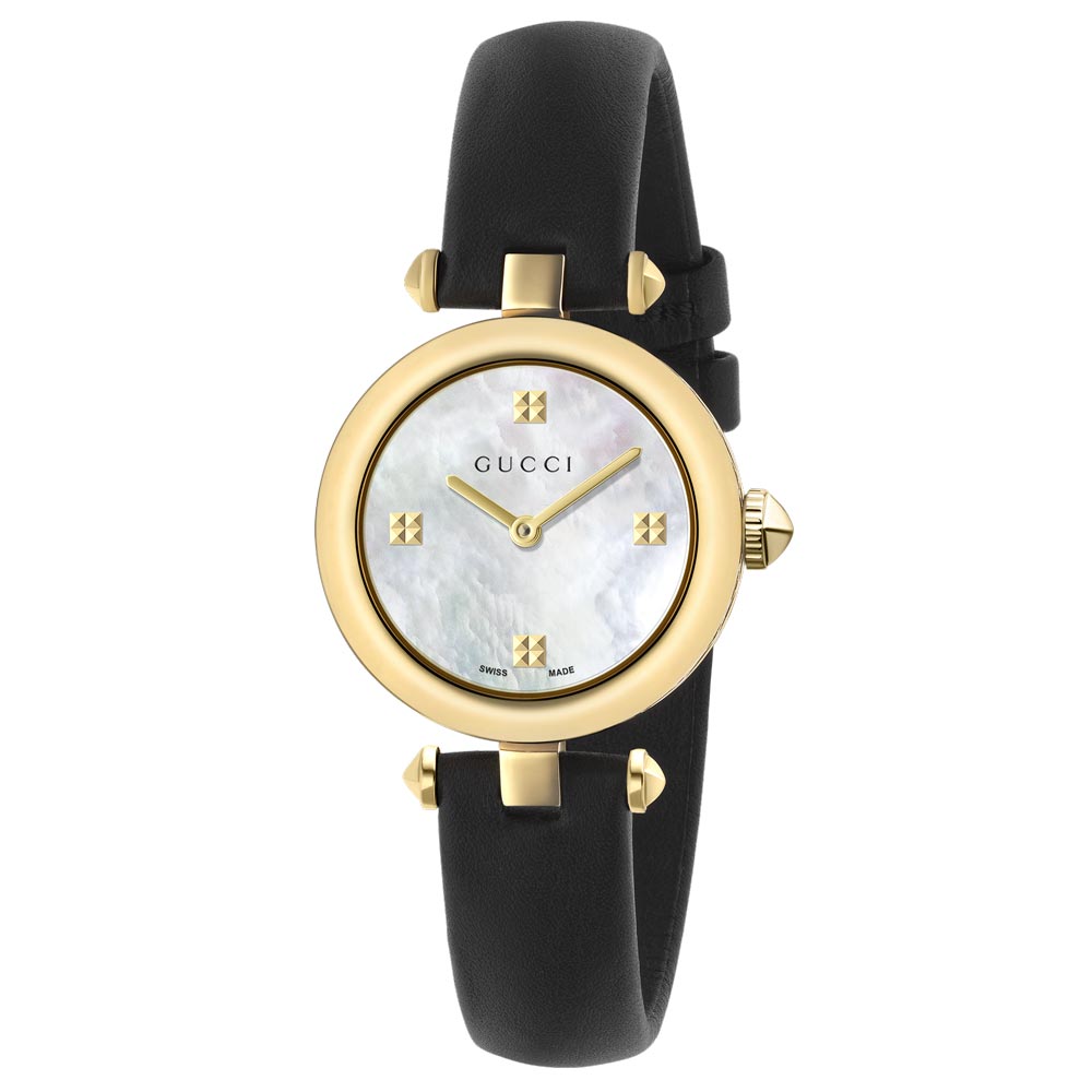 Gucci Diamantissima 27mm MOP Dial Yellow Gold PVD Steel Ladies Watch Y