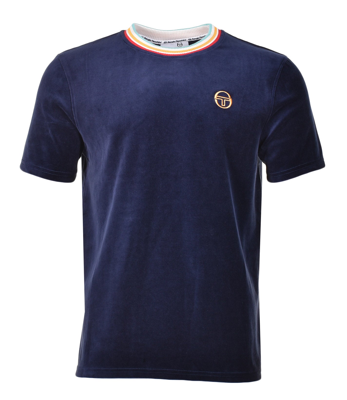Sergio Tacchini Slice Tee Velour T Shirt Maritime Blue Gold