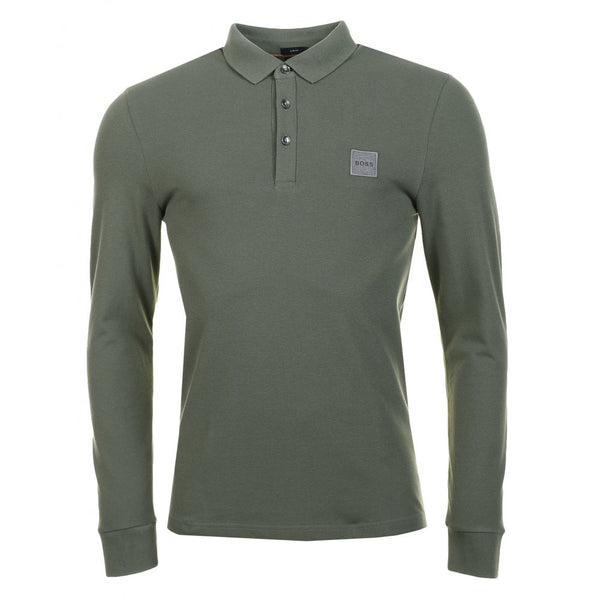 Casual Passerby Long Sleeve Polo Shirt Open Green