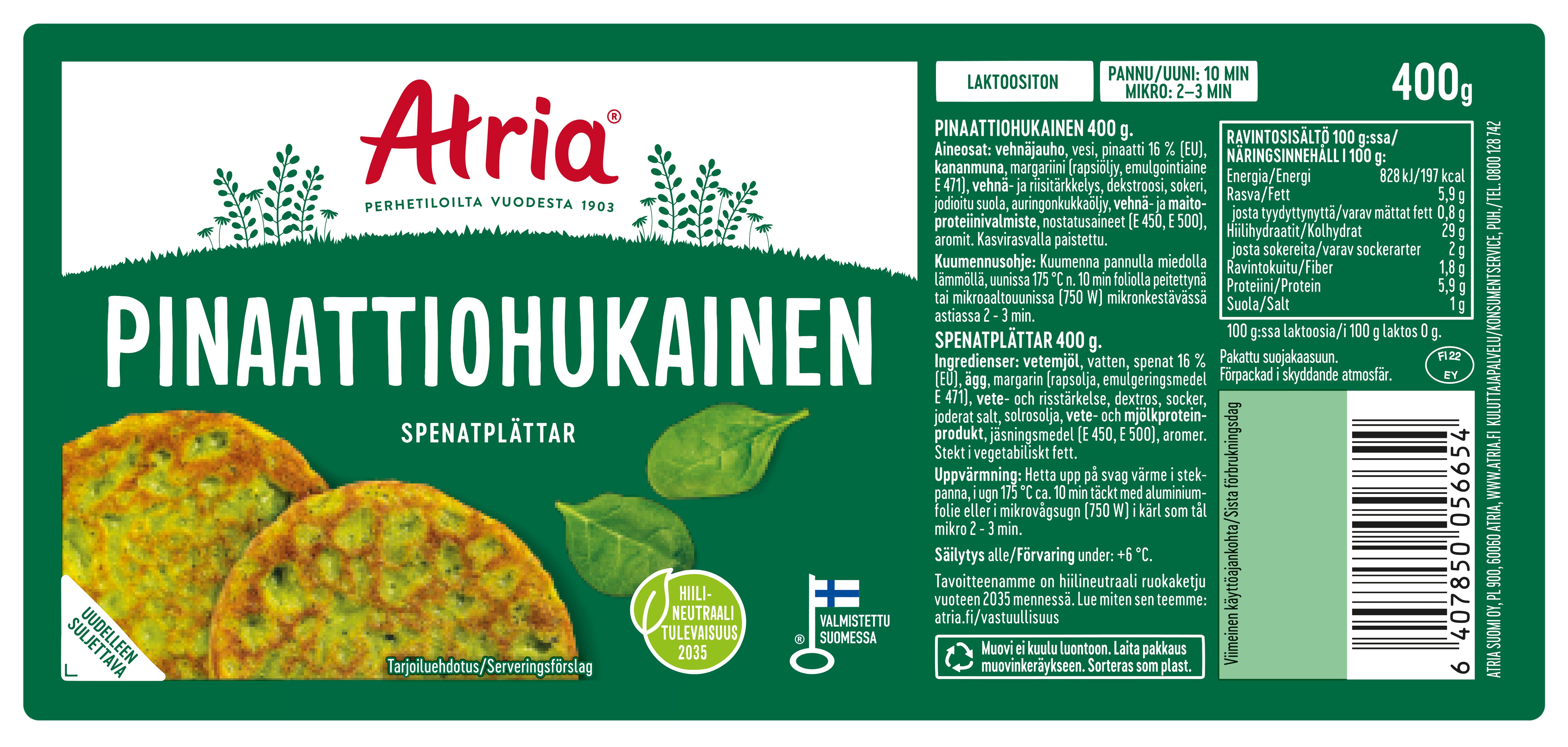 Atria Spinach pancake 400g – Finnish Fresh Food
