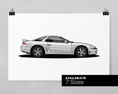 Nissan 300ZX Fairlady Shiro Z Z31 White Side Profile Poster Print 