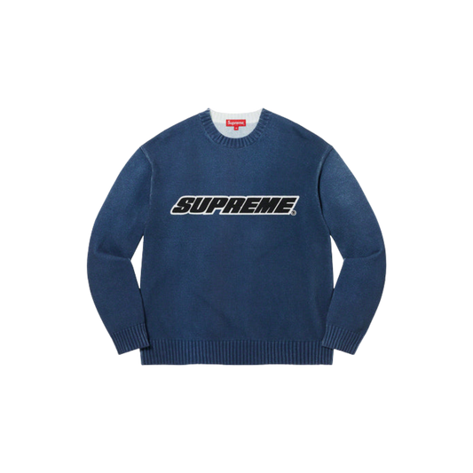 Supreme Printed Washed Sweater Navy