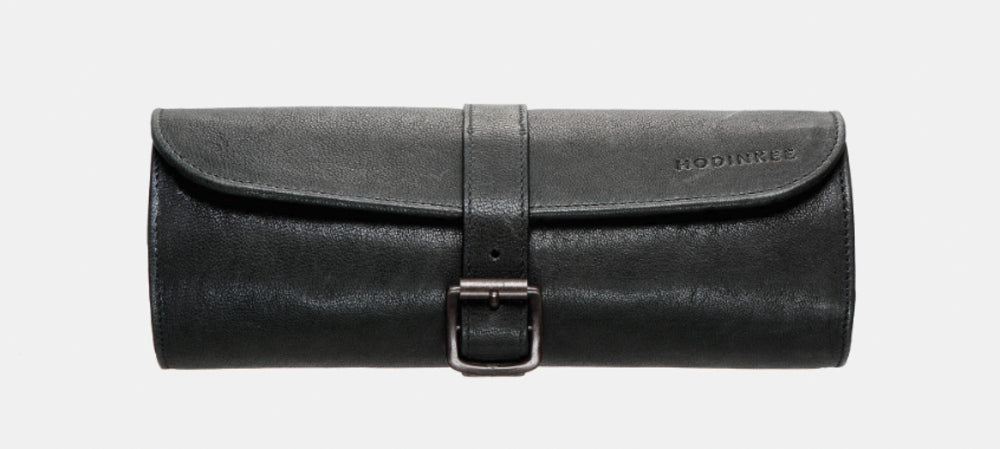 hodinkee Leather Travel Tube in Black with strap