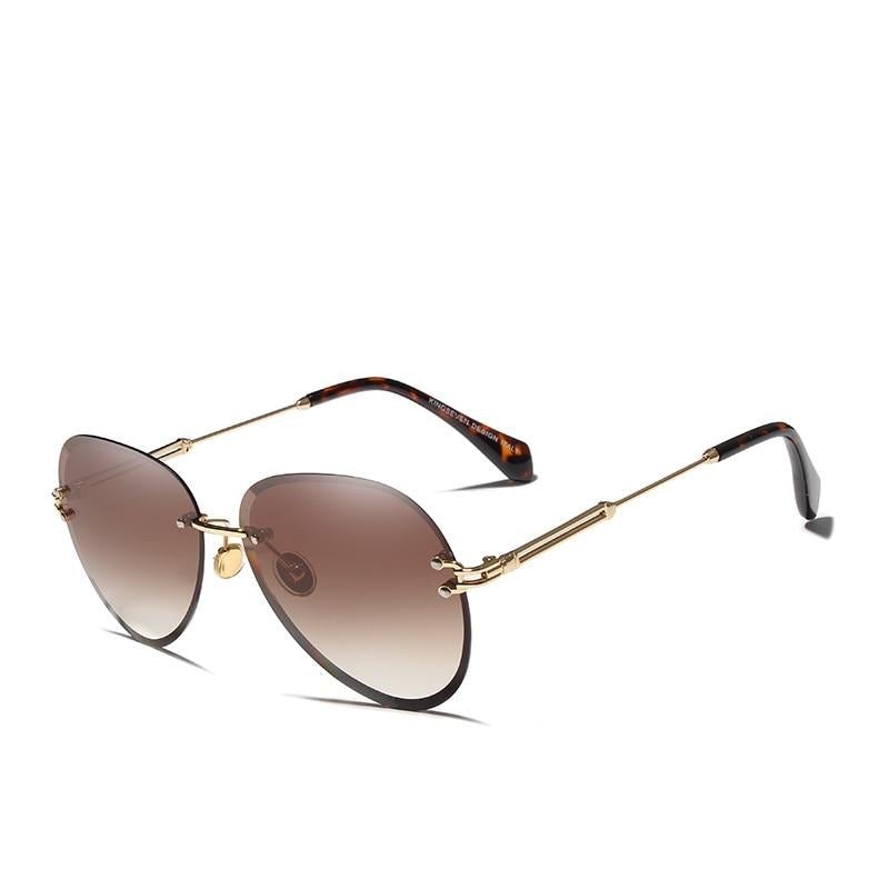 rimless brown gradient sunglasses