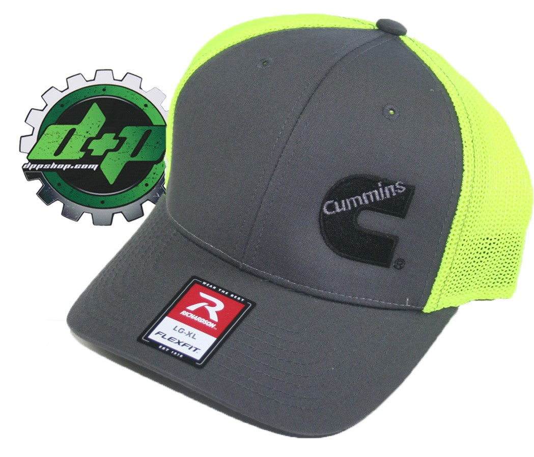 Dodge Cummins trucker hat richardson Charcoal Gray Yellow mesh flex fit  lg/xl