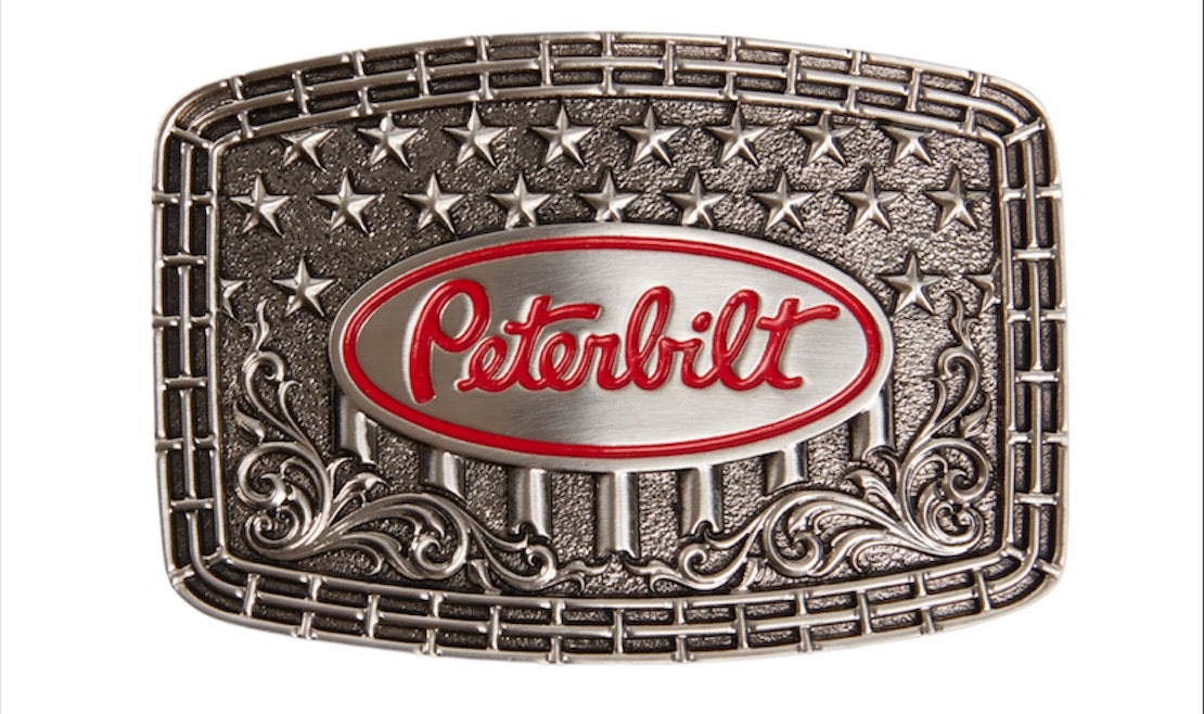 TotalShop Peterbilt Truck Belt Buckle, Red Silver