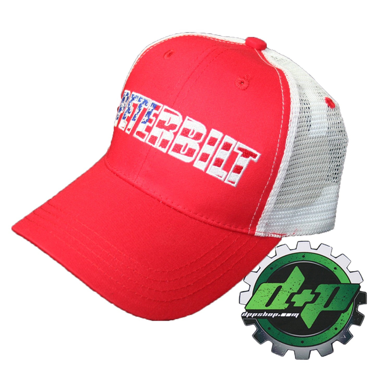 peterbilt flag red white blue mesh summer ball cap hat trucker ...