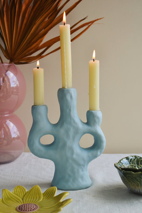 Duo Tone Glass Candlestick Holder