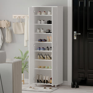 8 Tier Storage Shelves Shoe Cabinet With 2 Doors