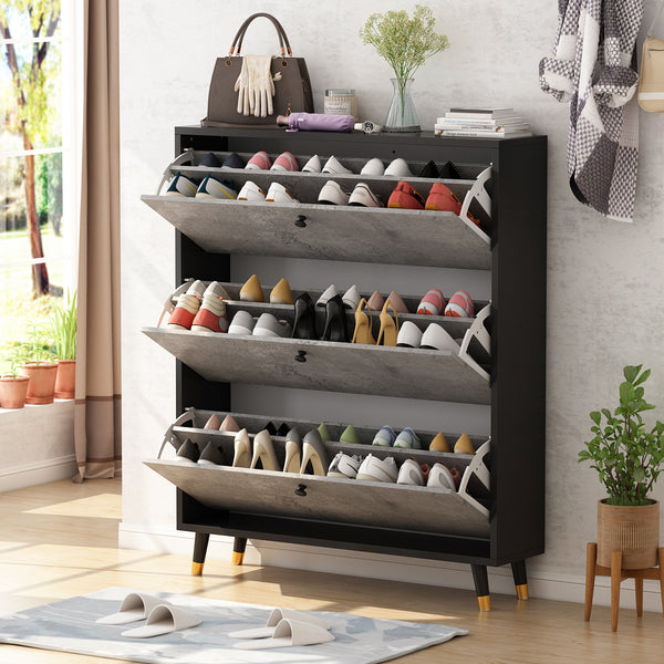 Shoe Cabinet Spell Frame Design 3-Drawer 2-Compartment — FUFUGAGA