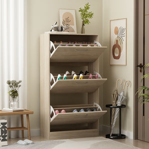 Modern Shoe Storage Cabinet with 3 Flip Drawers — FUFUGAGA