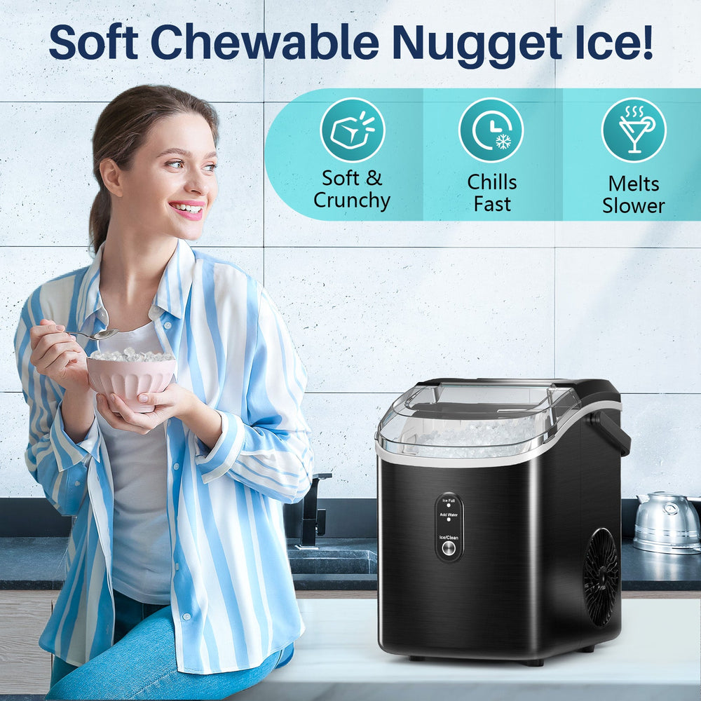  Nugget Ice Makers Countertop, 33 Lbs/Day Sonic Ice Maker,  Countertop Ice Maker with Tooth-Friendly Chewable Ice, Soft Pebble Ice  Maker with Self-Cleaning Function, VIVIDMOO : Appliances