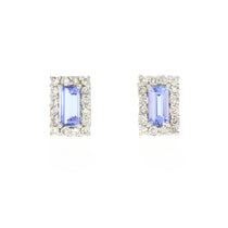 ピアス　タンザナイト0.1カラット/ダイヤモンド0.05カラット　×2　Pt900製　バゲット取り巻き　ＦＪＥ－１０２５ＴＺ－Ｐｔ