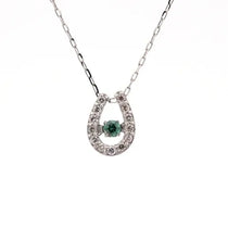 【カード鑑別書付き】ダンシングストーンネックレス　アレキサンドライト0.03ct/ダイヤモンド0.06ct　馬蹄形　Pt900製　ＦＴＷ－４３６５－ＰｔＧ