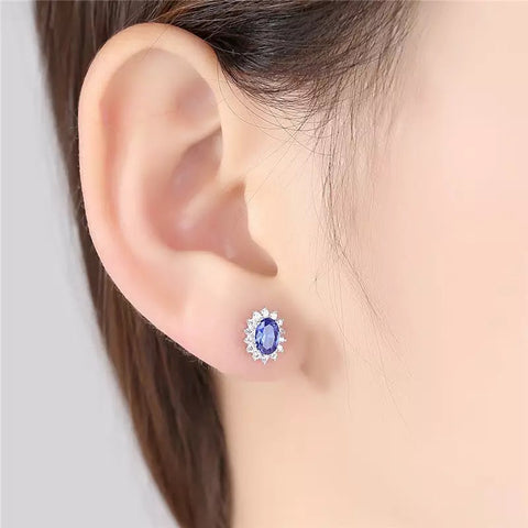 silver earrings blue stone