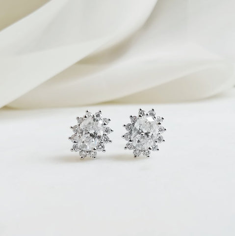 CZ diamond silver earrings