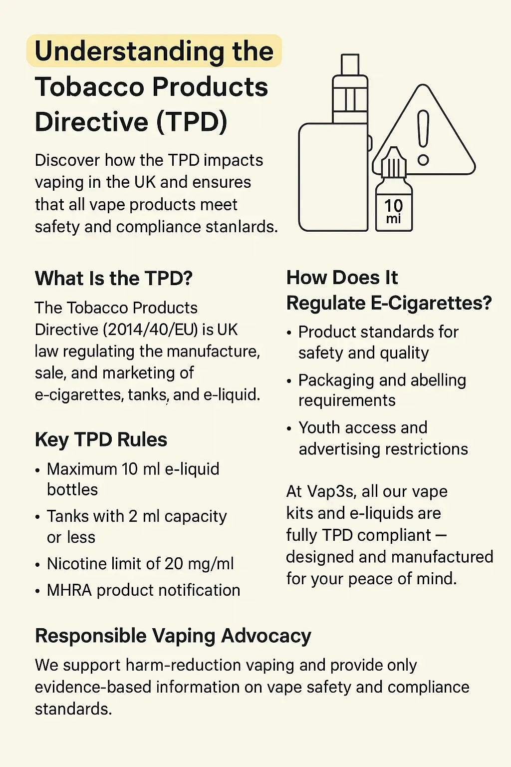 UK TPD vape laws explained — Vapesales infographic