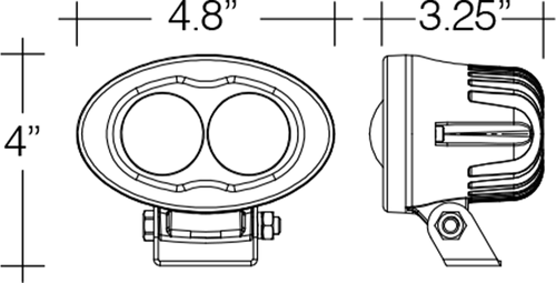 schematic of ut-72702-2 light; 4.8 inch by 4 inch by 3.25 inch