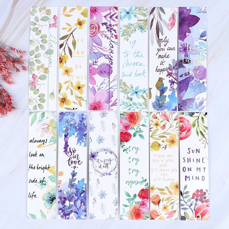 30 Pc. set Beautiful Flower Bookmarks Message Cards