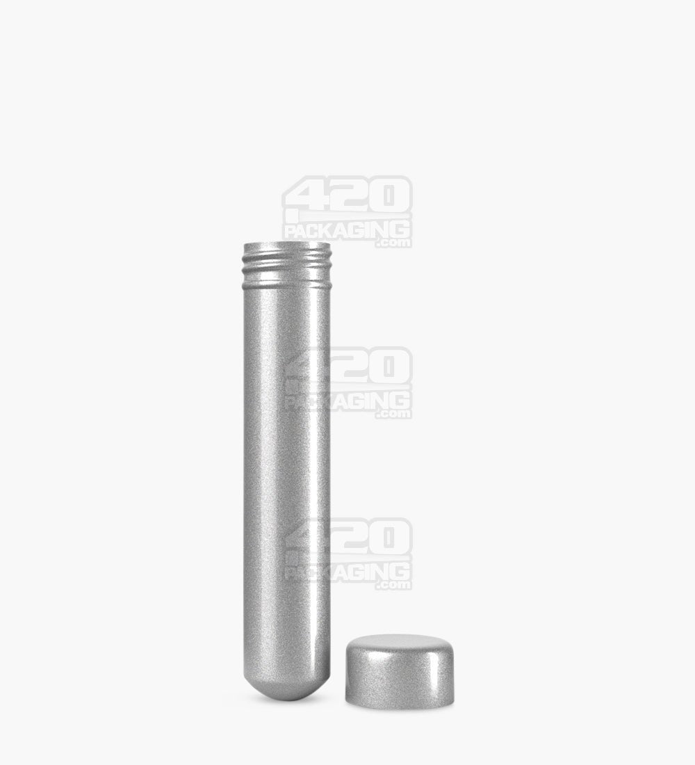 95mm Silver Opaque CR Push and Turn Metal Pre-Roll Tubes