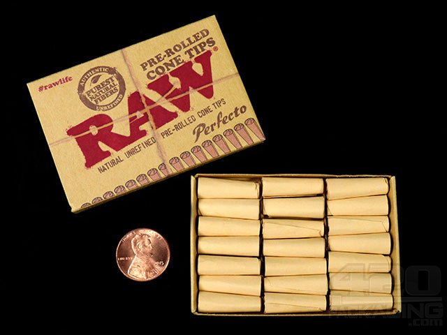 RAW Natural Perfecto Pre Rolled Cone Tips 20/Box - 3