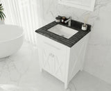 Laviva Wimbledon 24" White Bathroom Vanity with Black Wood Marble Countertop