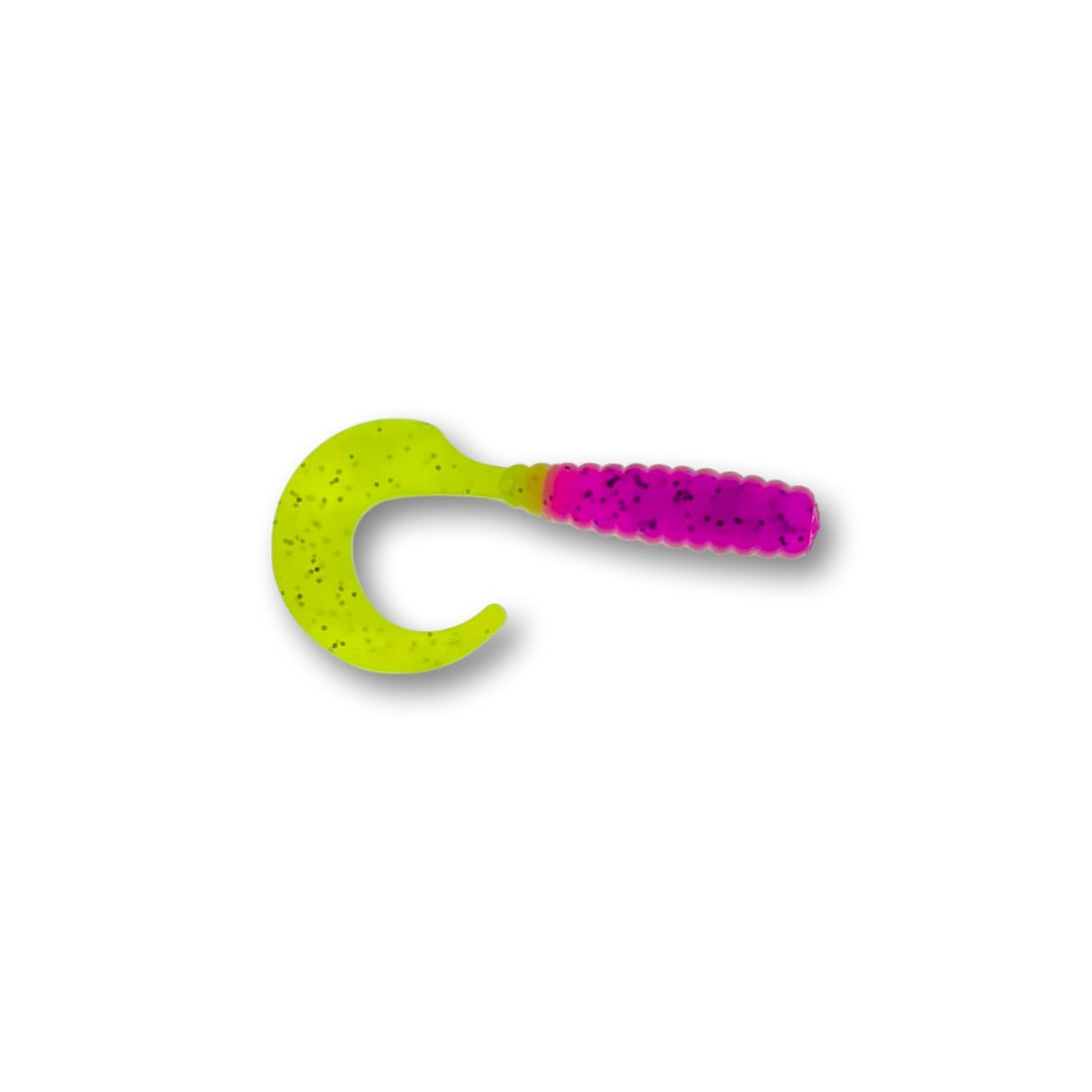 50ct Purple Chartreuse 1.75'' Ringed Tube Tails GRUBS Crappie Fishing Baits  Lures