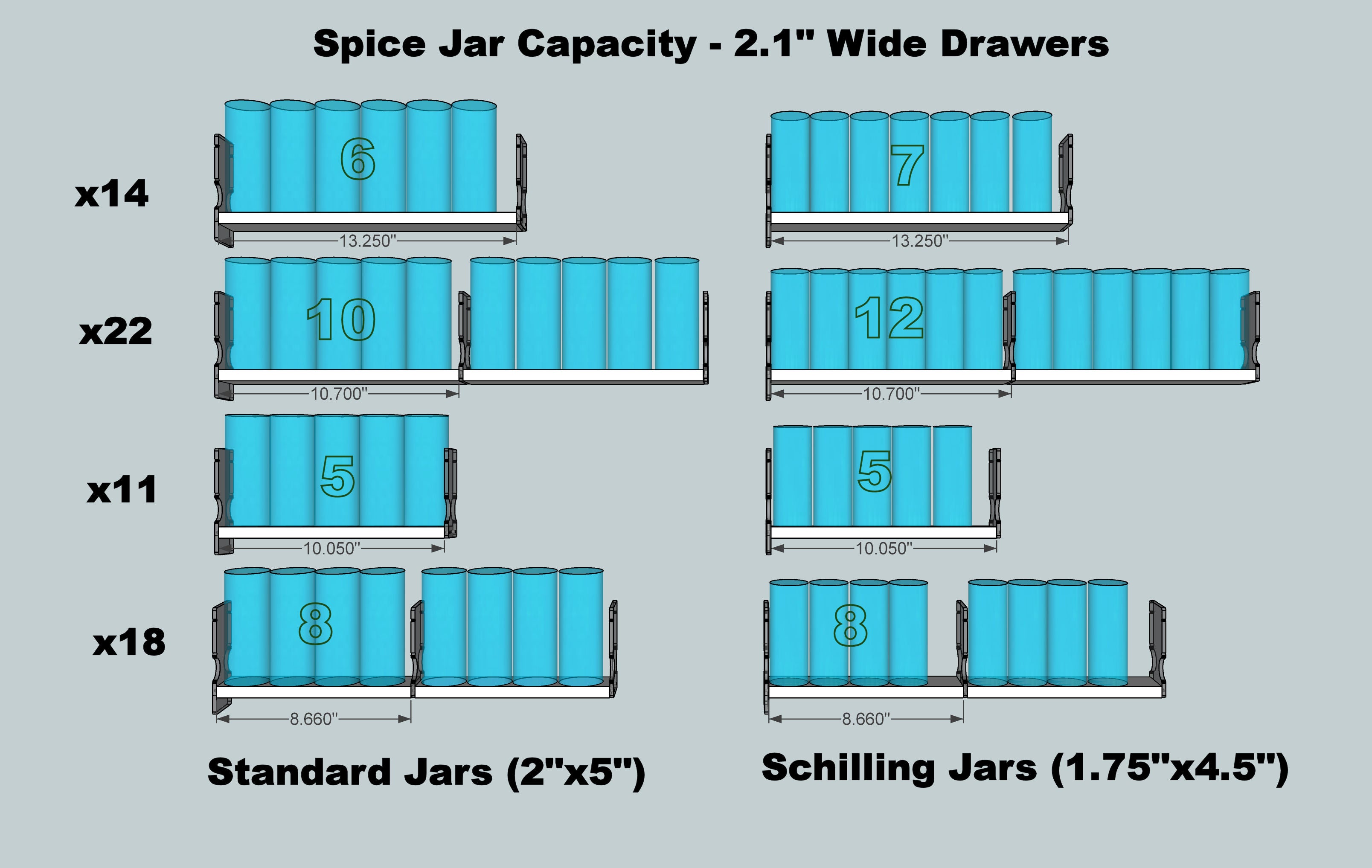 Spice Jar Fits in Spice Rack Drawers