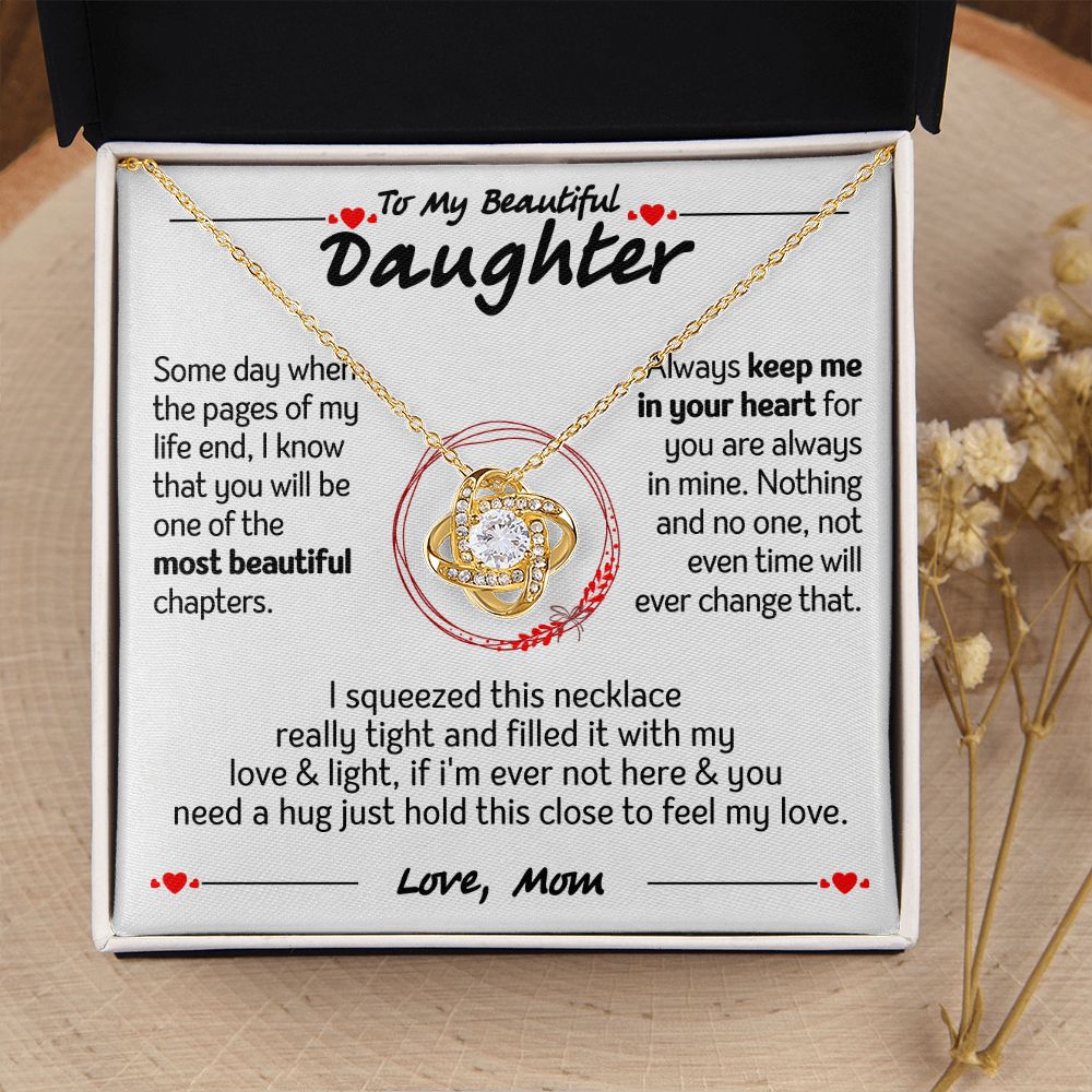 To My Daughter - Beautiful Love knot necklace