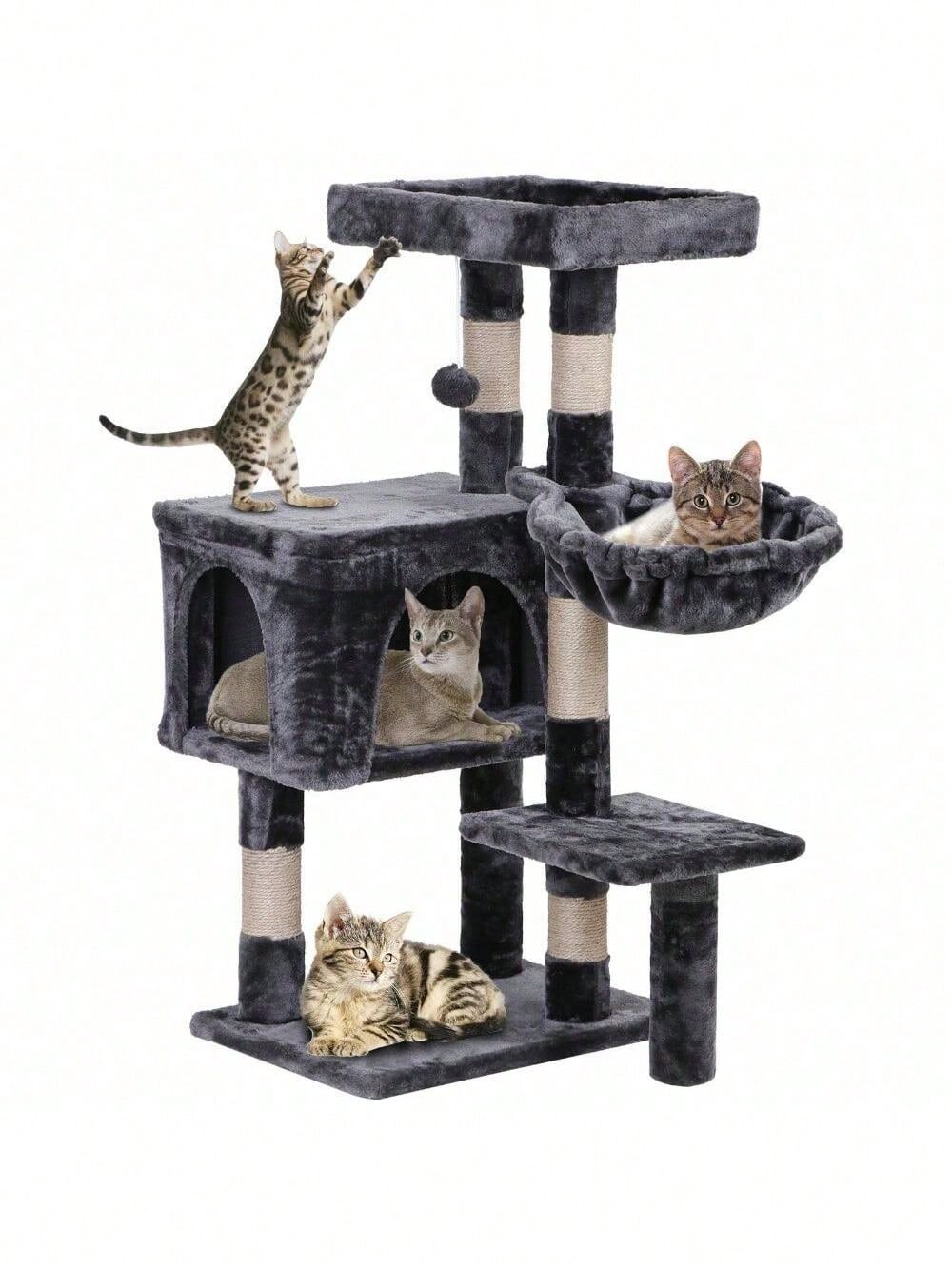 36" Cat Tree Cat Tower Scratching Posts Cat Condo W/Hammock For Indoor Cats