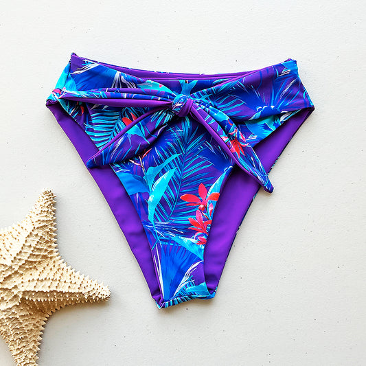 Blue Lagoon + Paradise Purple Reversible Bralette Scoop Bikini Top