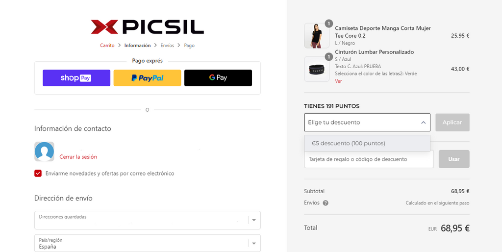 aplicar descuento my picsil