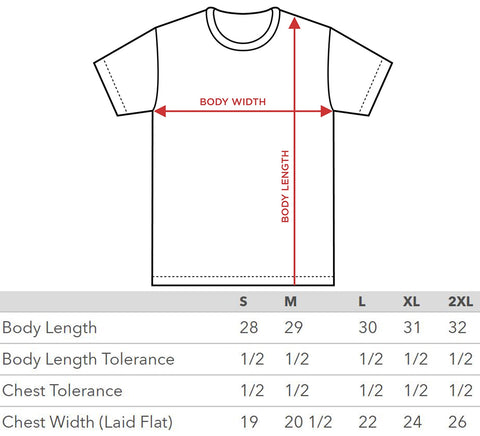 tee shirt size chart