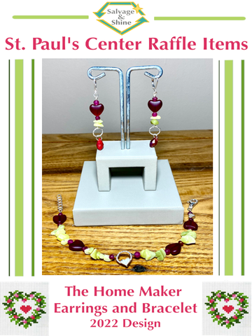 Salvage & Shine The Home Maker Set Bracelet and Earrings in red, magenta, green, and silver.